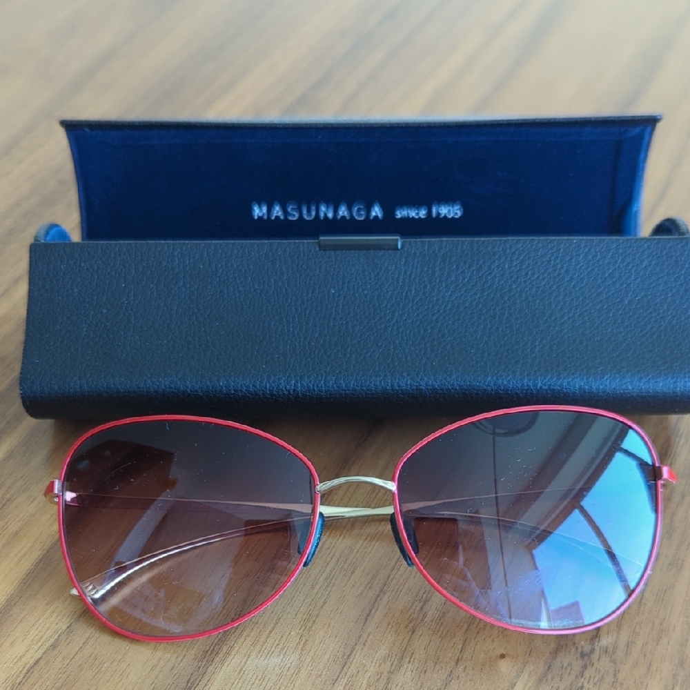 Masunaga Red and Gold Women's Sunglasses